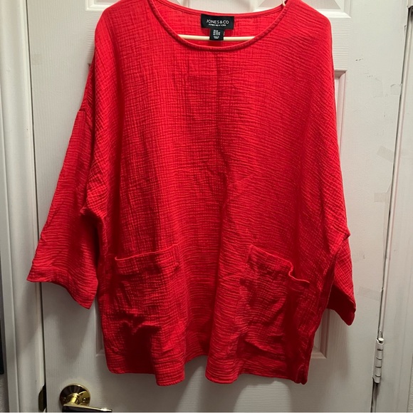 Jones New York Plus Size 2X Red Causal Top - Picture 1 of 4